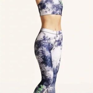Peloton x Terez Purple and White Tie-Dye Leggings